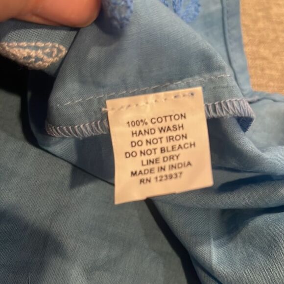 Debbie Katz South Beach Blue Violetta Embroidered Floral Tunic 100% Cotton Sz S - Picture 13 of 13